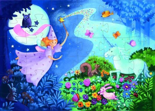 Álomtündér és az Unikornis, 36 db-os formadobozos puzzle - The fairy and the unicorn - 36 pcs - Djeco