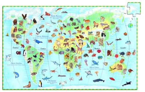 Föld állatai, 100 db-os megfigyelő puzzle - World's animals + booklet - 100 pcs - Djeco