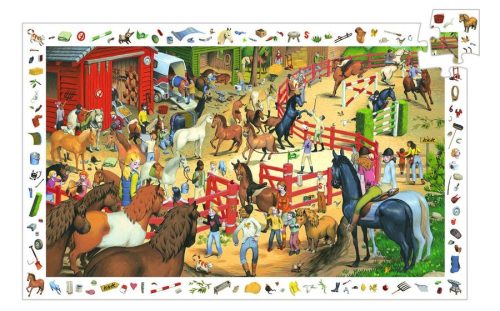 Lovas bemutató, 200 db-os megfigyelő puzzle - Horse riding - 200 pcs - Djeco