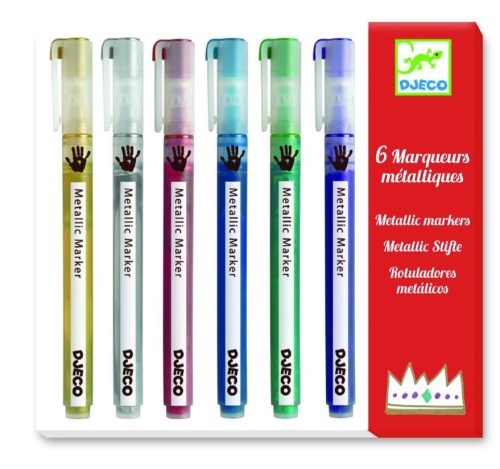 Metál filctoll 6 db-os - 6 metallic markers - Djeco