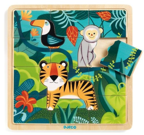 Dzsungelben - Fa puzzle 12 db-os - Puzzle Jungle - Djeco