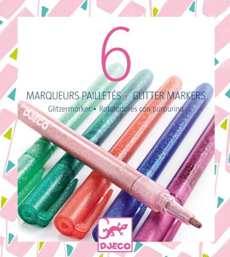 Csillámló filctoll édes színekben - Csillám filctoll 6 db - 6 glitter markers - sweet